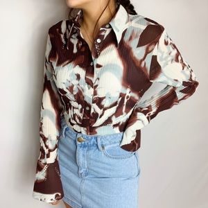 Vintage Caviar Collared Button Up Blouse
